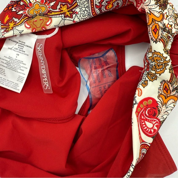 Skinny Dippers Asbury Flash High Leg Cheeky Booty Swim Bottom‎  Red Large NWOT - Picture 7 of 7